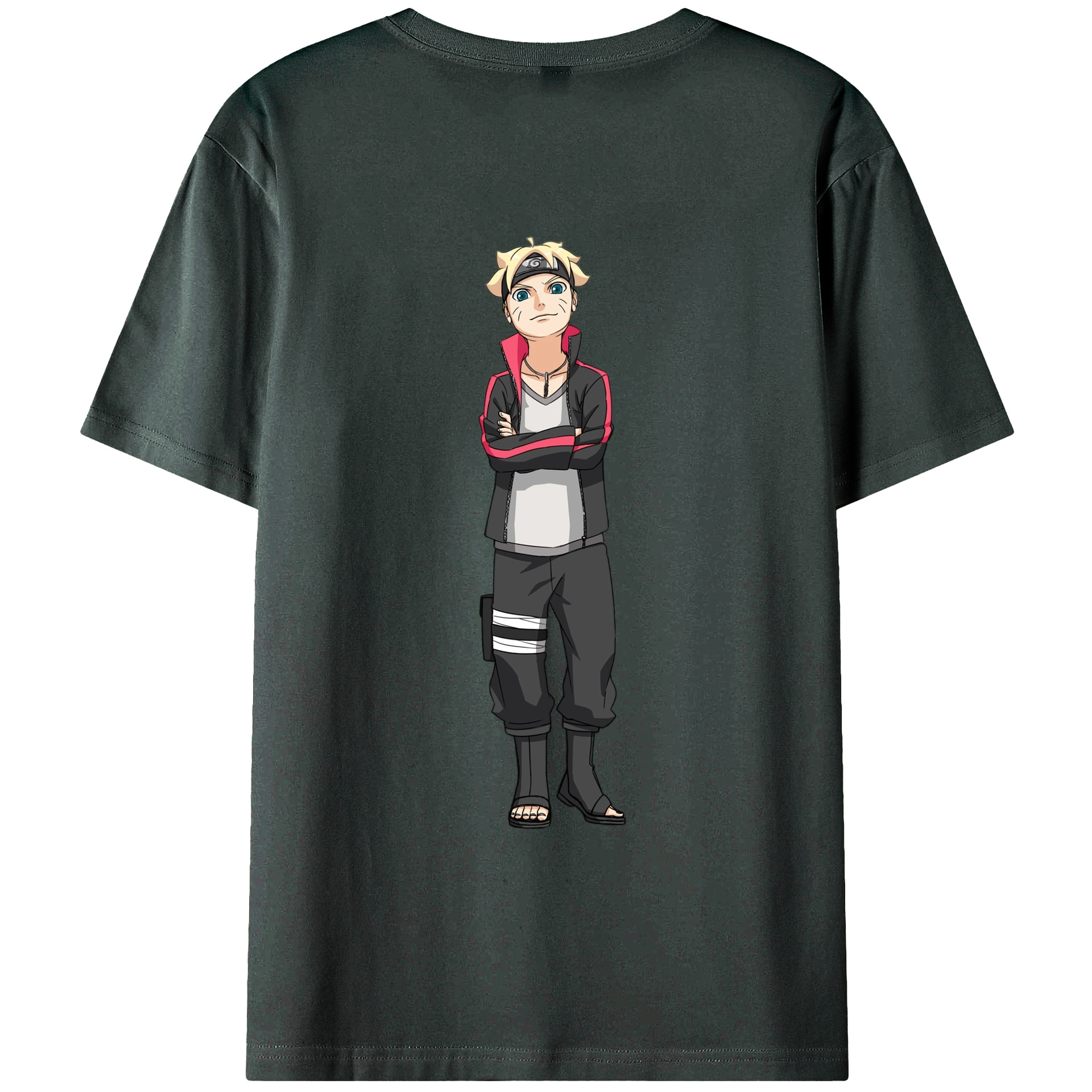 （画像用） NARUTO -ナルト- うずまき ボルト Uzumaki Boruto 綿100％ メンズ半袖Tシャツ（バックプリント） 通気性